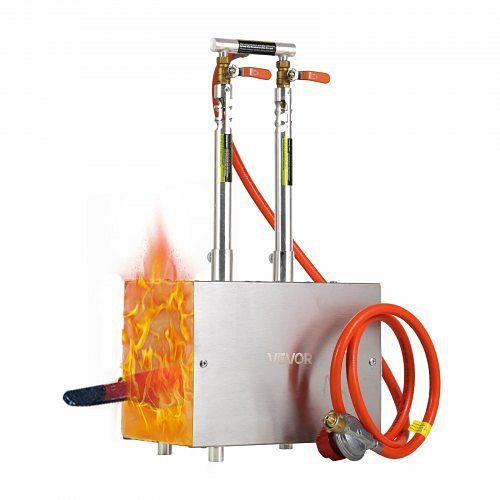 VEVOR tragbare Propangas-Schmiede mit 2 Brennern 1427°C, quadratisch, Edelstahl, für Metallschmieden, FXDZL2GHQSYDDDWHI001V0