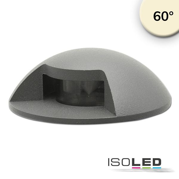 ISOLED LED Bodeneinbaustrahler, rund 1SIDE 60mm, schwarz, 12-24V, IP67, 3W, 60°, warmweiß, 115673