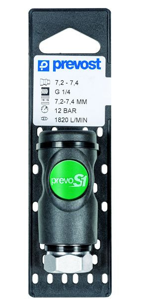 Prevost Kupplung 7,2-7,4 mit zylindrischem Innengewinde auf Lochplatte, IG BSPP= G 1/2, ESI 071103CP