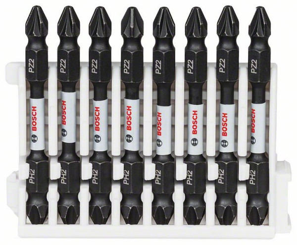 Bosch Doppelklingen Schrauberbit-Set Impact Control, 8-teilig, PH2-PZ2, 65 mm, VE: 5 Stück, 2608522333