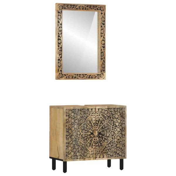 vidaXL 2-tlg. Badmöbel-Set Massivholz Mango, praktisch, 3206313