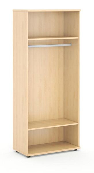 Deskin Offenes Regal OFFICE-LINE inkl. Kleiderstange, Dekor Buche Melamin, H 1890 x B 800 x T 420 mm, 353170