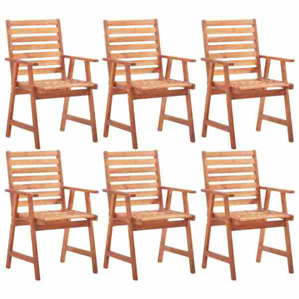 vidaXL Gartenstühle 6 Stück Massivholz Akazie, Massivholz, 3051101