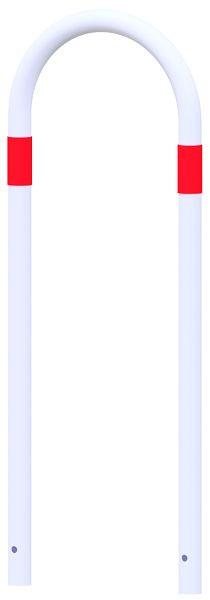 Schake Absperrbügel als Basis - Schutz, weiß pulverbeschichtet mit rot reflektierenden Streifen, Gesamthöhe: 1200mm, 4L48_046BSRO