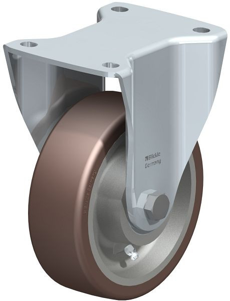 Blickle BH-GB 150K Stahlblech-Bockrolle, Schwerlast-Ausführung, mit Anschraubplatte, Blickle Besthane®, Braun, 742255