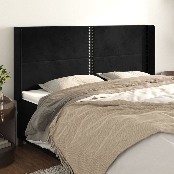 vidaXL Kopfteil mit Ohren Schwarz 203x16x118/128 cm Samt, 3119508