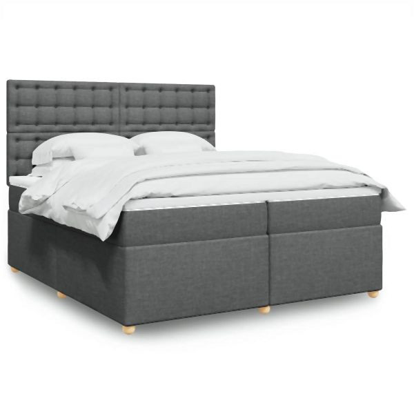 vidaXL Boxspringbett mit Matratze Dunkelgrau 200x200 cm Stoff, 3293702