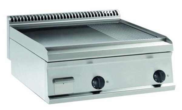 KBS Elektro-Grillplatte 2/3 glatt+1/3 gerillt, hartverchromt, 2 Heizzonen Tischgerät, 10312010