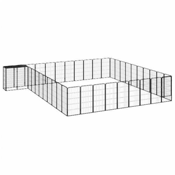 vidaXL 42-tlg. Hundelaufstall Schwarz 50x100cm Stahl Pulverbeschichtet, 3115956