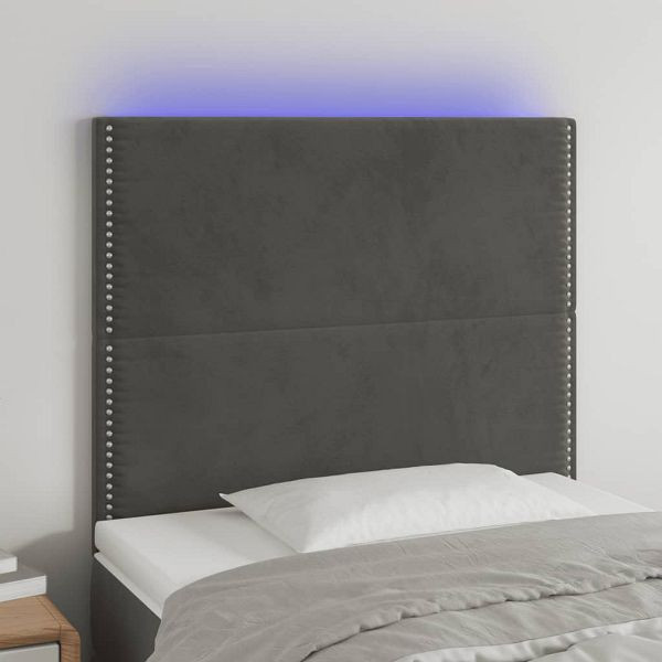 vidaXL LED Kopfteil Dunkelgrau 80x5x118/128 cm Samt, 3122315