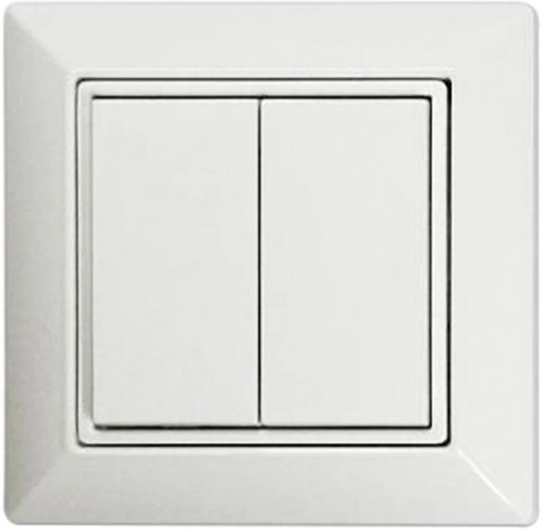 RP-Technik Casambi Bluetooth Schalter, zwei Wippen, kabelloser und batterieloser Anschluss durch energy harvesting, 81x81x14mm, IP20, YMOCA-QE-DB