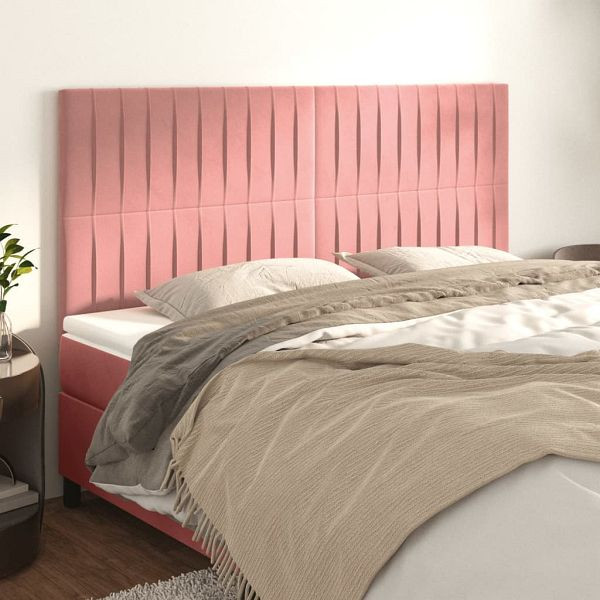vidaXL Kopfteile 4 Stück Rosa 100x5x78/88 cm Samt, 3116641