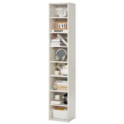 VEVOR Bücherregal 8 Fächer, höhenverstellbar, 180 cm hoch, Holzregal für Wohnzimmer/Schlafzimmer, Weiß, BSSJZFXBHB1LL260FV0