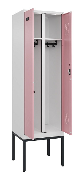 C+P Schwarz-Weiß-Spind Evolo PLUS, Gestell, 2 Abteile, 2120x600x500mm, 9016/3015, Zylinderschloss, 0490327-20 S10045