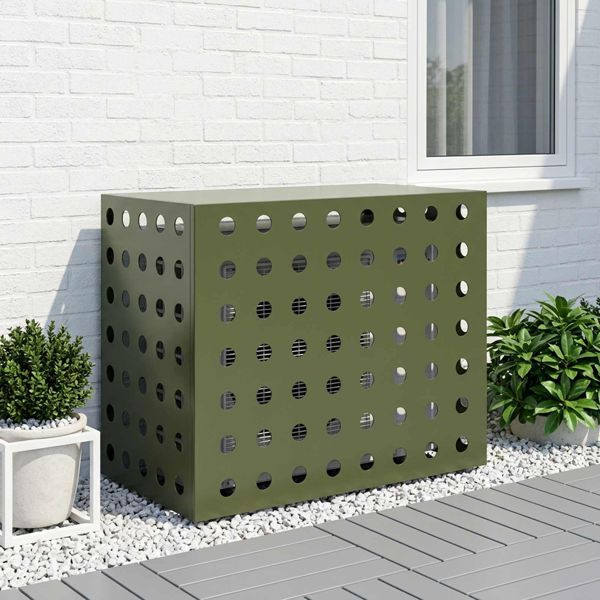 vidaXL Klimaanlagenabdeckung Olivgrün 100 x 50 x 70 cm Stahl, 8014132