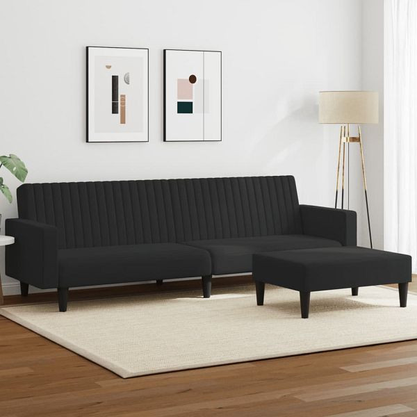 vidaXL 2-teilig Sofagarnitur Schwarz Samt, Füllung: Schaumstoff, 3216283