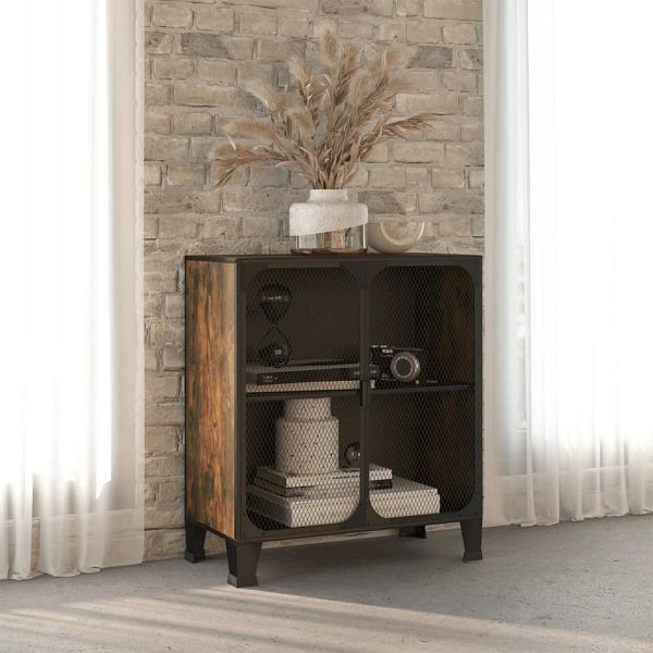 vidaXL Aufbewahrungsschrank Rustikal Braun 72x36x82 cm Metall und MDF, 335907