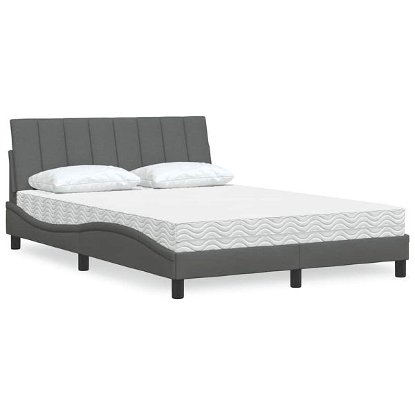 vidaXL Bett mit Matratze Dunkelgrau 140x190 cm Stoff, 3310525