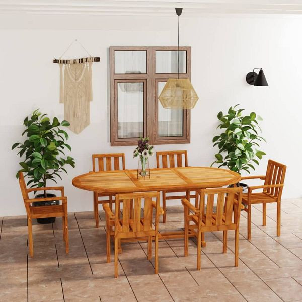 vidaXL 7-teilig Garten-Essgruppe Massivholz Teak, 3059612