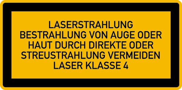 Schilder Klar Maschinenkennzeichnung Laserstrahlung Klasse 4, 52x26 mm Folie selbstklebend, 7412/60