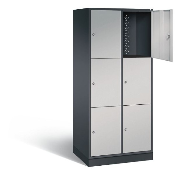 C+P XL-Schließfachschrank Intro, H1950xB820xT590mm, Farbe: Schwarzgrau / Weißaluminium, 8370-203 S10075