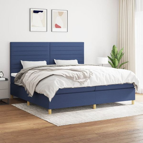 vidaXL Boxspringbett mit Matratze Blau 200x200 cm Stoff, 3142447