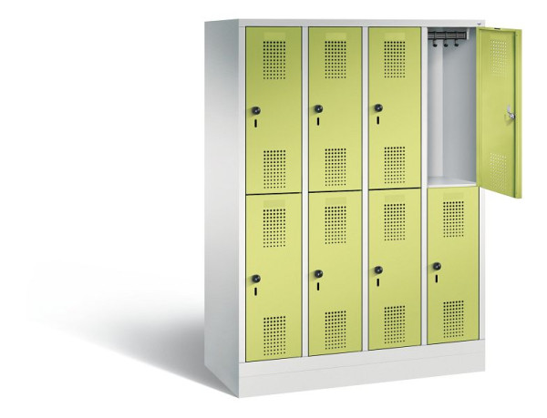 C+P Spind doppelstöckig Evolo, H1600xB1190xT500mm, Farbe: Lichtgrau / Viridingrün, 483206-40 S10064