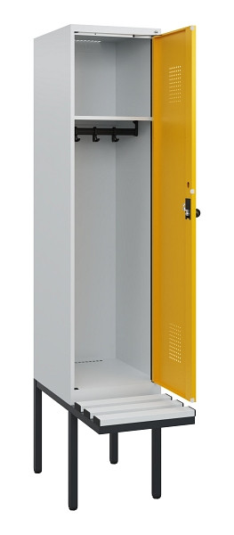 C+P Spind Evolo PLUS, 1 Abteil, 1950x400x815mm, 7035/1004, Drehriegel, Sitzfläche Kunststoff, 0490405-12 S10054