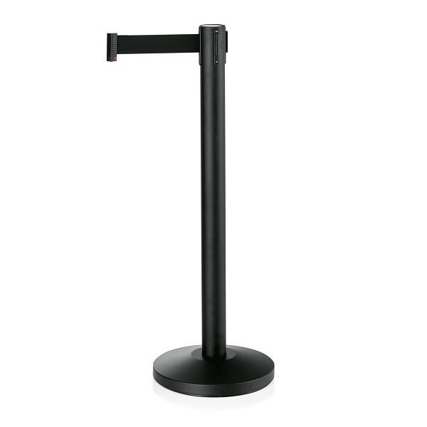 WAS Abgrenzungspfosten Lightflex mit Gurtband schwarz, 2 m, Edelstahl, schwarz pulverbeschichtet, VE: 2 Stück, 2914604
