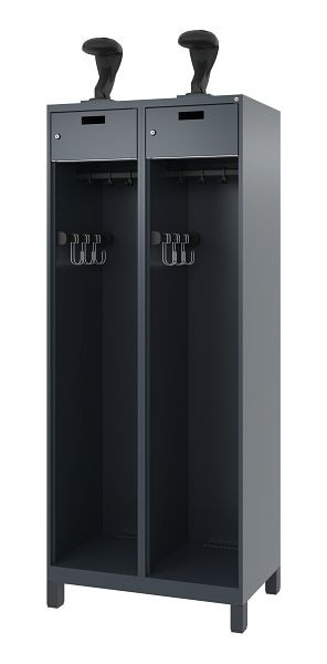 C+P Feuerwehrspind Evolo, Modell PRAKTUS, 2 Abteile, H1850xB800xT500 mm, Anthrazit, Füße, 0492015-22 S10008