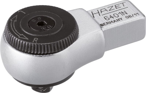 Hazet Einsteck-Umschaltknarre, Einsteck-Vierkant 9 x 12 mm, Vierkant massiv 6,3 mm, Länge: 46 mm, Anzahl der Zähne: 72, 6401N