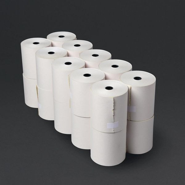 Olympia Nicht-Thermo 2-lagig Weiß Und Gelb Kassenrolle 76 X 70mm, VE: 20 Stück, DK596