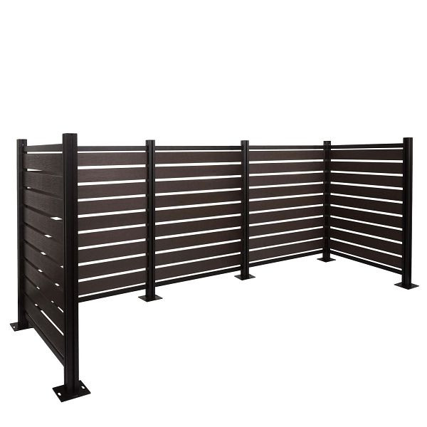 Mendler Alu Mülltonnen-Zaun HWC-K57, Mülltonnenverkleidung, Holzoptik erweiterbar 130x300x110cm, anthrazit, 97041+4x97107