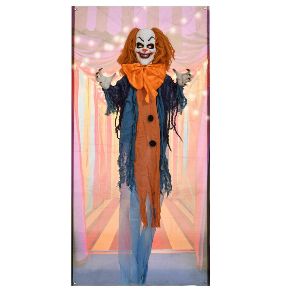 HOMCOM Horrorclown, Helloweendeko, aktiviert mit Geräusche/Berührung, rote Augen, Sound, 168 cm, 844-863V00BU