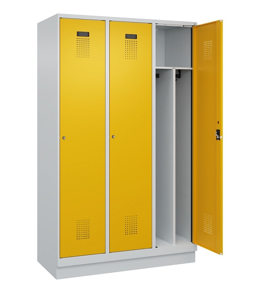 C+P Spind Evolo PLUS, mit Sockel, 3 Abteile, 1950x1200x500mm, 7035/1004, Verschluss Zylinderschloss, 049020-32F S10027