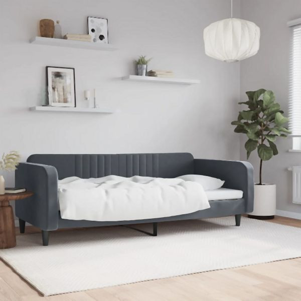 vidaXL Tagesbett Dunkelgrau 100x200 cm Samt, 2-in-1, 354094