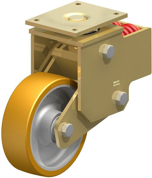 Blickle LSFN-GTH 252K-F30 Stahlgeschweißte Schwerlast-Lenkrolle mit Stahlfeder, Blickle Extrathane®, Hellbraun, 285981