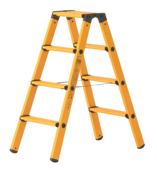 HYMER GFK Stufenstehleiter, beidseitig begehbar, 2x4 Sprossen/Stufen, 392408
