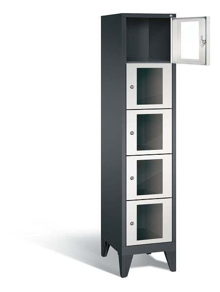 C+P Schließfachschrank Classic, H1850xB420xT500mm, Farbe: Schwarzgrau / Lichtgrau, 8010A125 S10013
