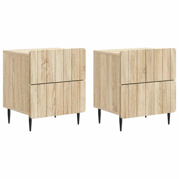 vidaXL Nachttisch 2-teilig Sonoma-Eiche 43 x 34,5 x 49,5 cm Holzwerkstoff, 894300