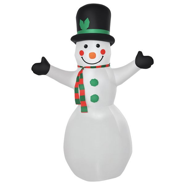 HOMCOM Schneemann Weihnachtsdekoration Weihnachtsdeko, inkl. Gebläse, bunte LED´s, selbstaufblasend 1, m, Mehrfarbig, 844-168V90