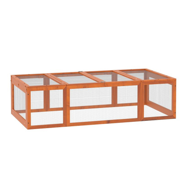 PawHut Freilaufgehege für Kleintiere Aufklappbares Dach Tannenholz Orange, D51-147