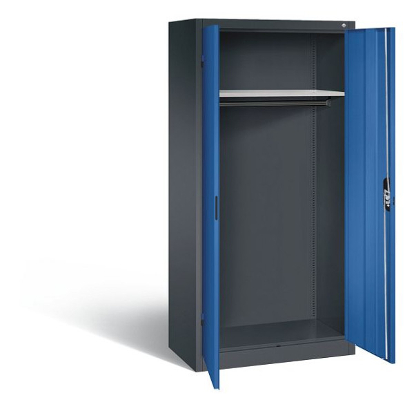 C+P Garderobenschrank Acurado, H1950xB930xT500mm, Farbe: Schwarzgrau / Enzianblau, Muldengriff, 9280-088 S10303