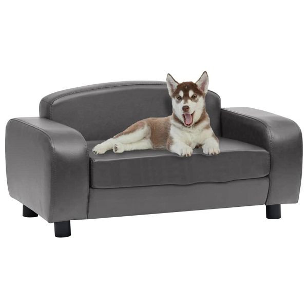 vidaXL Hundesofa Grau 80x50x40 cm Kunstleder, Füllung: Schaumstoff, 170964