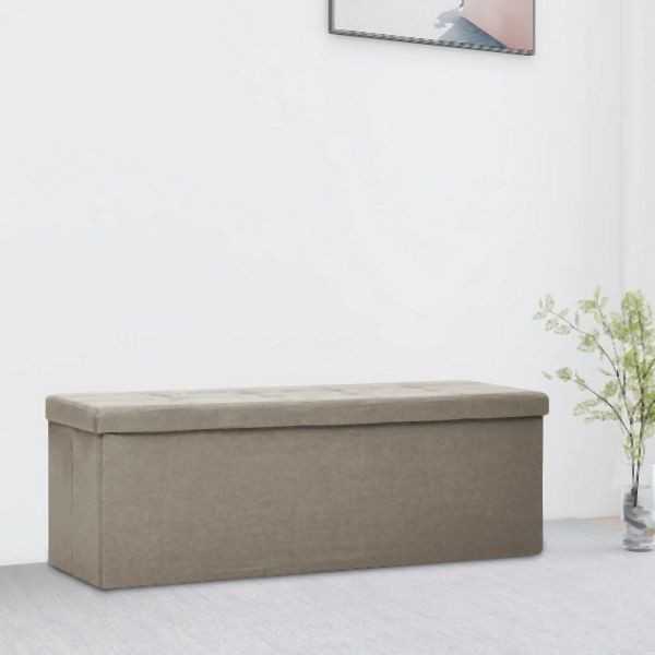 vidaXL Faltbare Sitzbank mit Stauraum Taupe Leinenoptik, 338797
