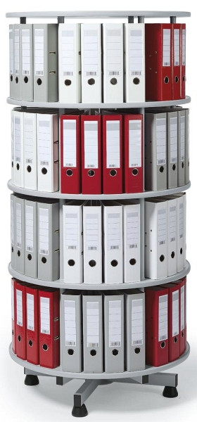 Deskin Ordnersäule mit 4 Etagen, hellgrau Holz, drehbar, H 1670 mm, Durchmesser 800 mm, 219603