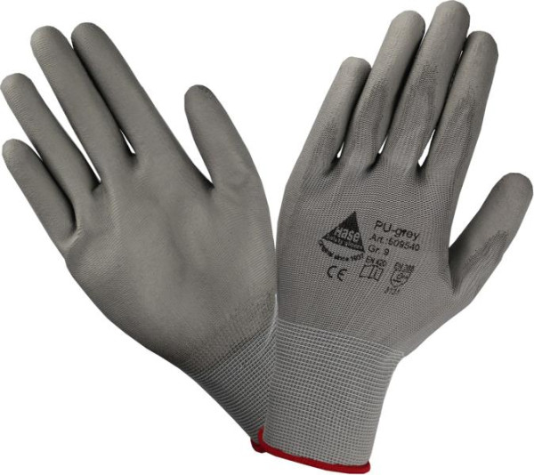 Hase Safety Feinstrick Handschuh mit Soft-PU Beschichtung, grau, Größe: 6, VE: 10 Paar, 509540-6