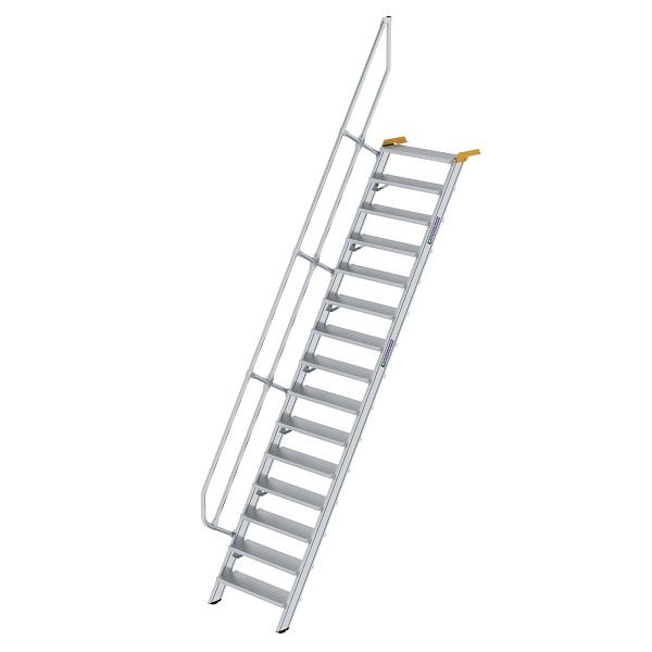 Munk Günzburger Steigtechnik Treppe 60° Stufenbreite 800 mm 15 Stufen Aluminium geriffelt, 600235