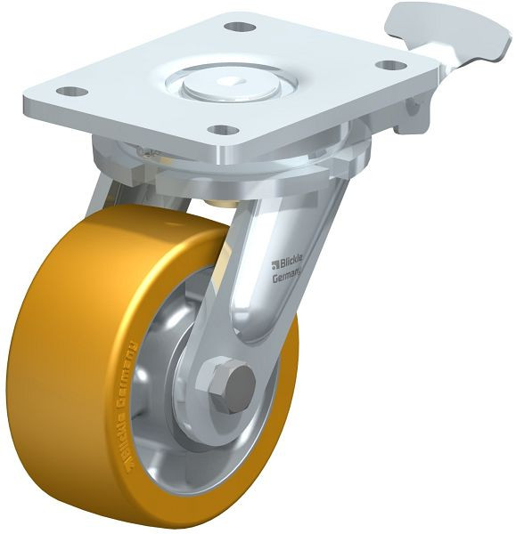 Blickle LO-ALTH 127K-RI4 Stahlgeschweißte Schwerlast-Lenkrolle, Blickle Extrathane®, Hellbraun, 852541