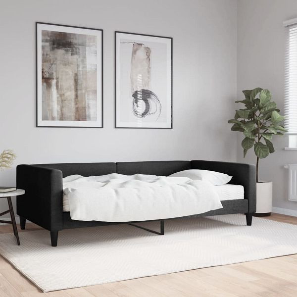 vidaXL Tagesbett mit Matratze Schwarz 100x200 cm Stoff, 3196567